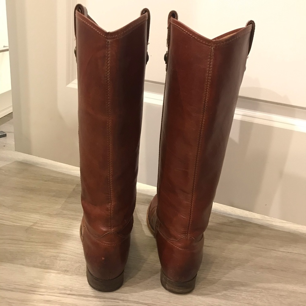 Frye Melissa Button Cognac Leather Knee High Boot - Picture 13 of 16